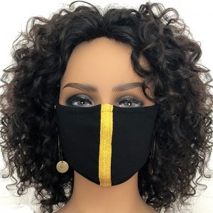Black Face Mask with Yellow Strip