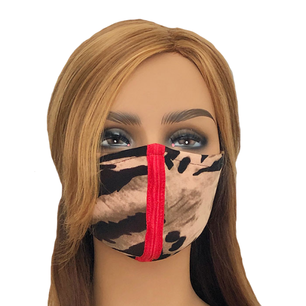 Multi Animal Print Red Strip Face Mask
