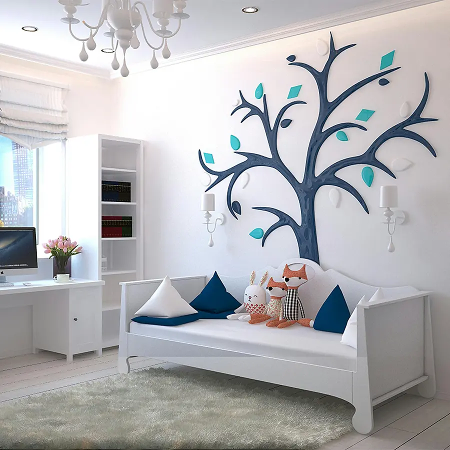 Bright home interior design with white sofa